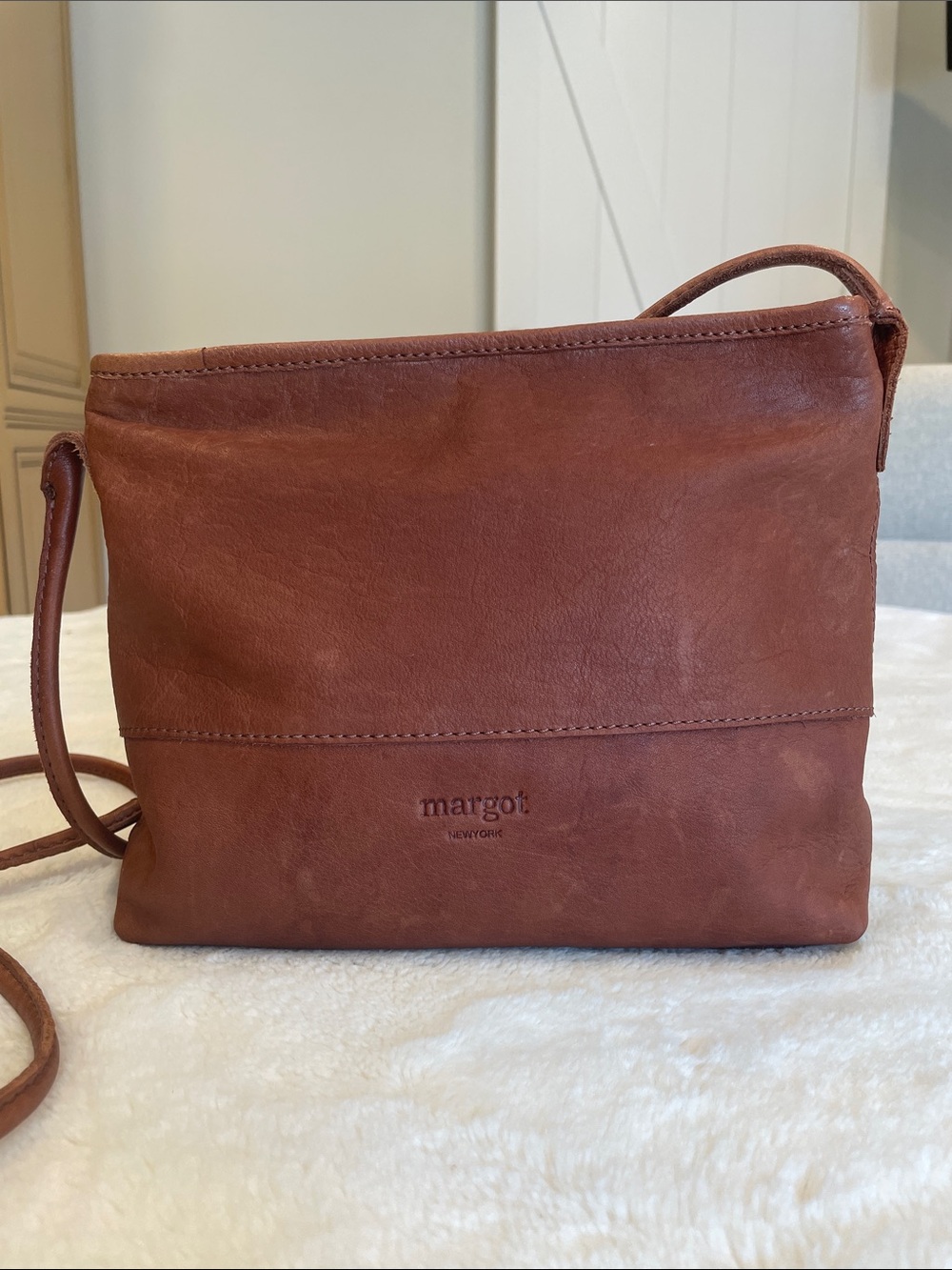 margot Leather Crossbody Bag in Rust Brown